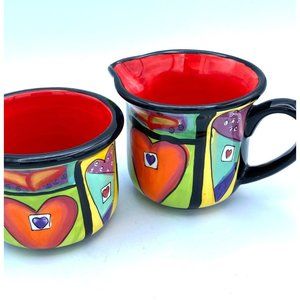 Naylor Design Hand Painted Sugar and Creamer Heart Design 2005/No Lid